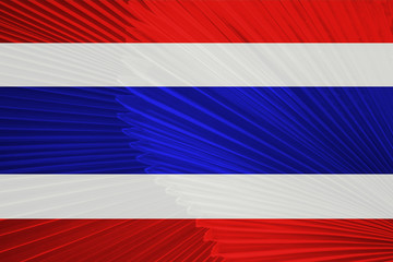 Thailand flag in minimalistic composition with palm tree leaf