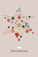 Merry Christmas card with christmas star.