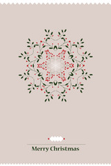 Merry Christmas card with snowflake.