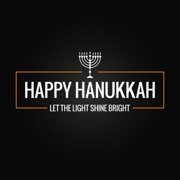 happy Hanukkah sign logo on black background