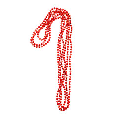 Red bead. Bright number 1. Garlands. Sparkling decor.