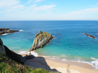 Fototapeta na wymiar View of the beach of Mexota in Serantes, Tapia de Casariego - Asturias, Spain