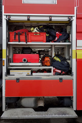 Fire equipment in a fire truck