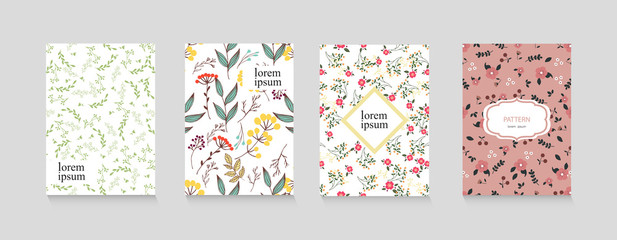 Floral  cover for your design. Banner with a simple natural pattern. Flyers.  Spring pattern. Pattern for textiles or for cover. Wallpaper. © Viktoriia