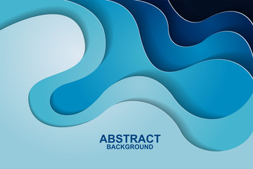 Abstract background design with blue paper cut shapes. Paper cut vector illustration for banner, presentation, and invitation. Paper art and craft style.