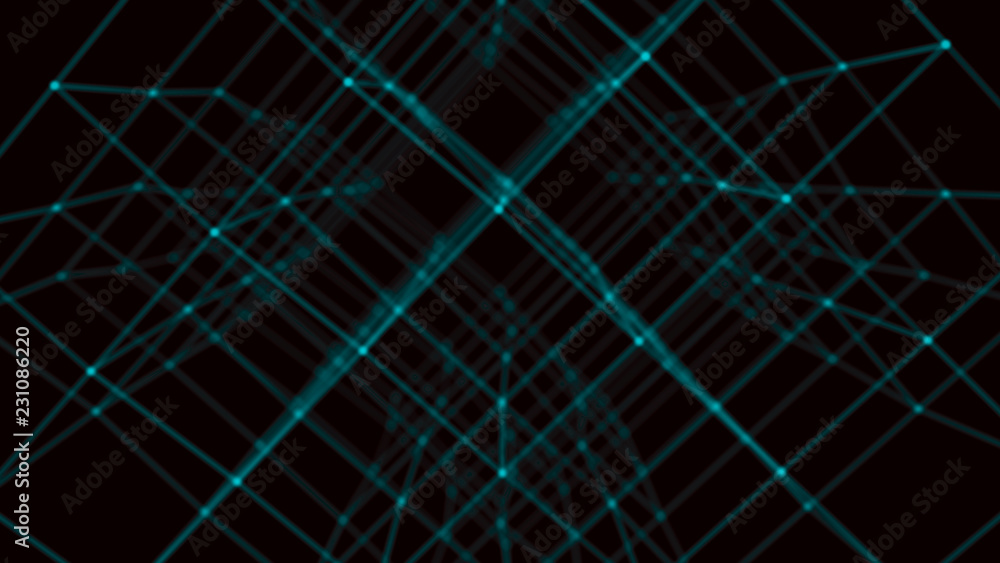 Poster blockchain technology concept. big data visualization. 3d illustration. distributed register technol