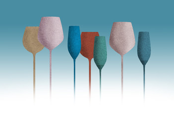Long stem glassware with a textured color finish