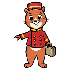 Cartoon Chipmunk Bellboy