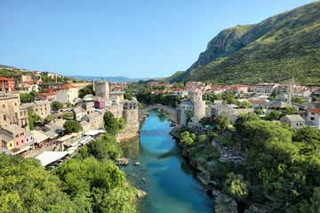 Papier Peint photo autocollant Stari Most Mostar Old Bridge, Bosnia And Herzegovina