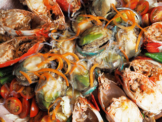 Close up of seafood salad 