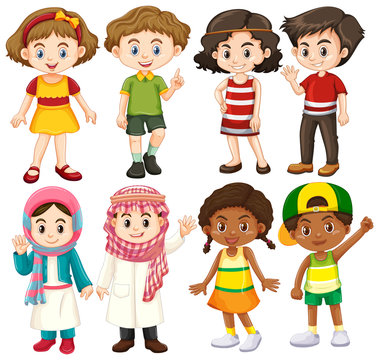 Group of international children character