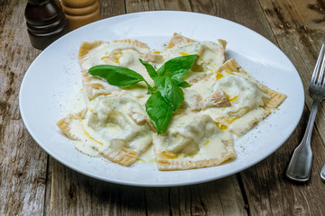 Italian ravioli with salmon