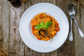 Pasta with seafood