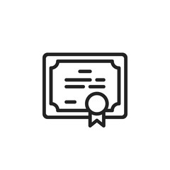 Certificate Document Icon Vector Line Outline