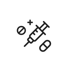 Syringe Pills Medical Icon Vector Line Outline