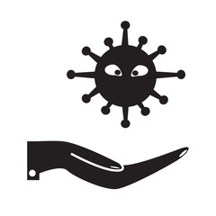 virus infection icon on white background. flat style. map pin icon for your web site design, logo, app, UI. microbe sign. bacterium symbol. virus in hand.