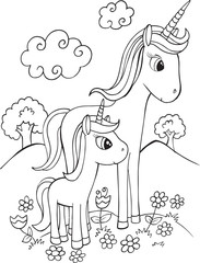 Cute Unicorn Vector Illustration Art