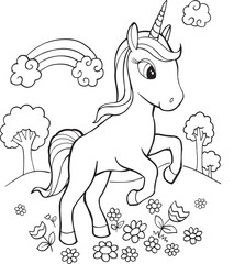 Cute Unicorn Vector Illustration Art