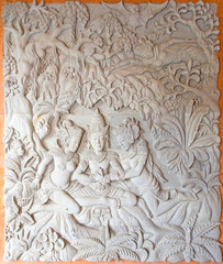 decorative basrelief on the lime stone wall