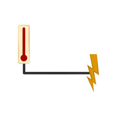 Thermometer connected to a power symbol. Vector illustration design