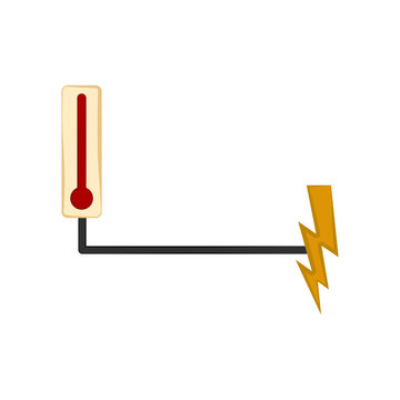 Thermometer connected to a power symbol. Vector illustration design