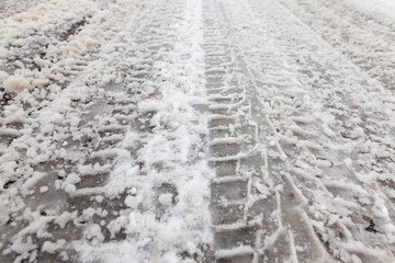 Asphalt in winter