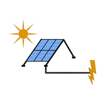 Solar panel connected to an energy symbol. Vector illustration design