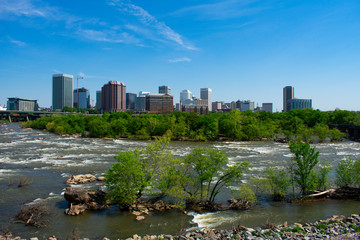 Cityscape of Richmond, Virginia, USA across the James River