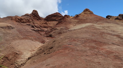landscape of red dirt mountains