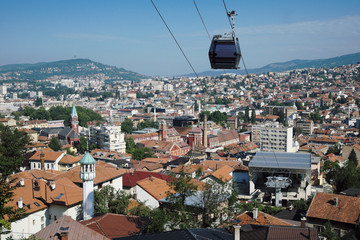Cable Car Moving Down To Sarajevo Station, Bosnia And Herzegovina