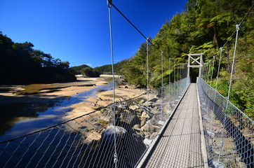 Suspended bridge in Abel Tasman National Park