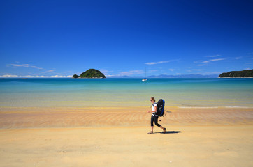 Hiker in Abel Tasman National Park