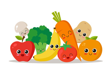 Vegetables and fruits character collection