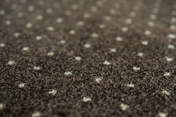 Brown carpet with a white dots texture. Indoor carpeting shoot in daylight.