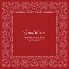 Abstract ornamental lace frame for greeting card or invitation