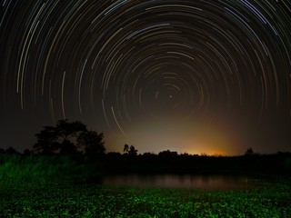 Star trail at the river