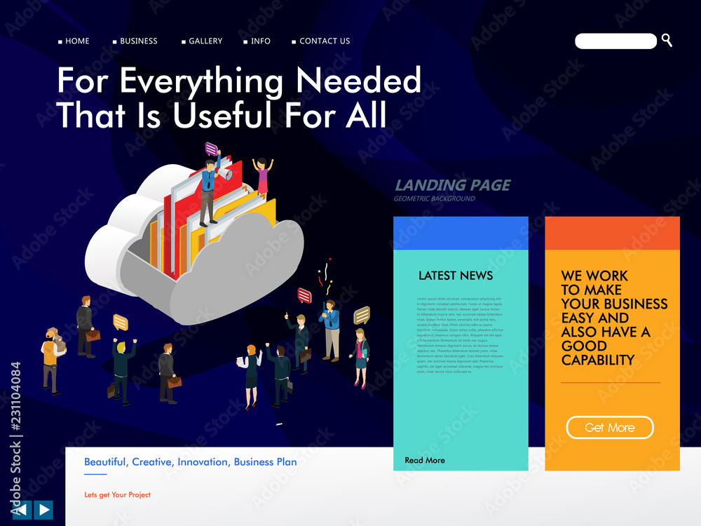 Sticker website template for cloud computing management