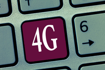 Word writing text 4G. Business concept for Mobile communication standard Wireless internet access at a higher speed.
