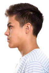 Obraz premium Close up profile view of young handsome man