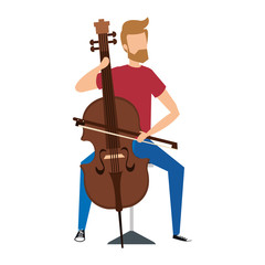 man playing classic cello instrument © Gstudio