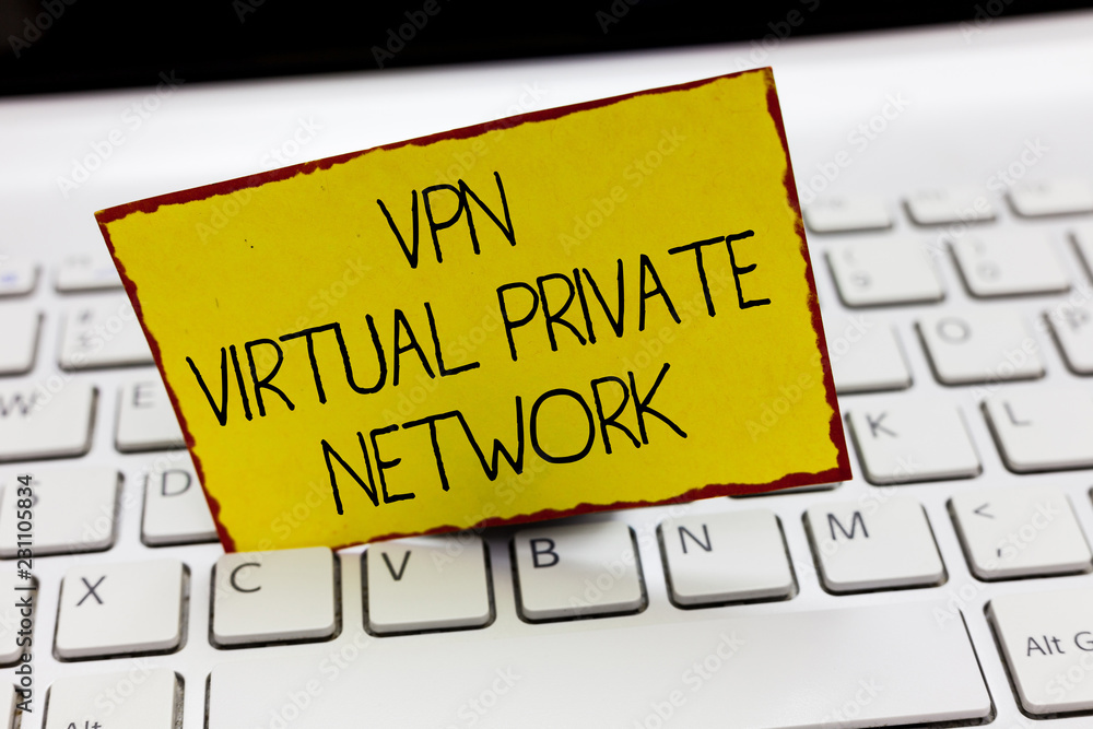 Poster handwriting text writing vpn virtual private network. concept meaning safe encrypted connection over