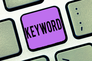 Writing note showing Keyword. Business photo showcasing Word Concept with great significance important Marketing strategy.