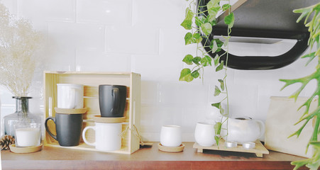 coffee cup  decorate on table in cafe 
