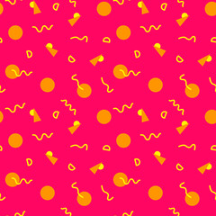 Seamless pattern with 80s memphis geometics style and vibrant psychedelic colors