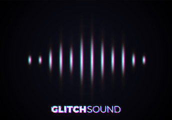 Fototapeta premium Audio or sound wave with music volume peaks and color glitch effect