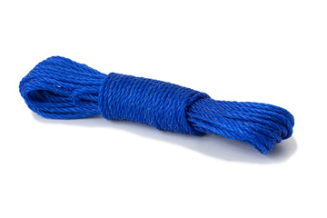Blue Nylon rope isolate on white background