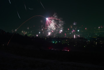 Fototapeta na wymiar New Year's Eve Fireworks over Vienna, Austria