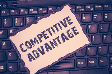 Conceptual hand writing showing Competitive Advantage. Business photo showcasing Company Edge over...