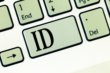 Text sign showing Id. Conceptual photo A card or document that serves to identify a demonstrating Proof of identity.