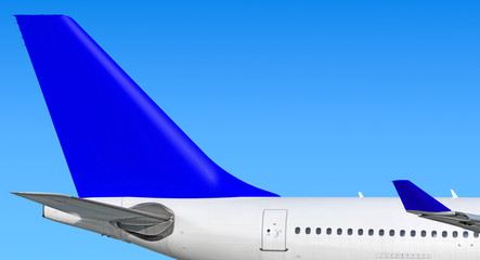 Modern passenger jet aircraft side tail silhouette with aircraft parts wing winglet passenger...